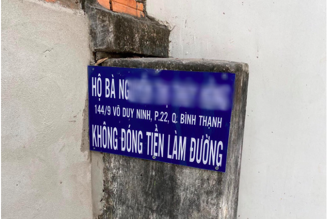 Không đóng tiền làm đường, hộ dân ở TP.HCM bị bêu tên